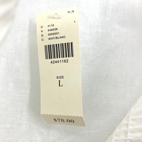 Maeve Anthropologie Linen Blend Smocked Peplum Cami Top Womens Sz Large White - Picture 6 of 7